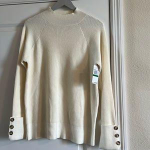 Michael Kors cream colored sweater with buttons on cuff size large